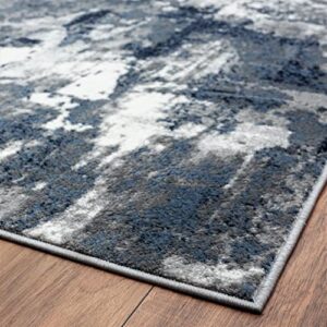 LUXE WEAVERS Cambridge Collection Modern Blue 5x7 Distressed Abstract Area Rug