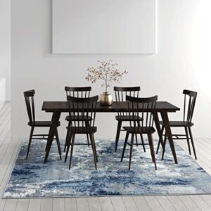 LUXE WEAVERS Cambridge Collection Modern Blue 5x7 Distressed Abstract Area Rug