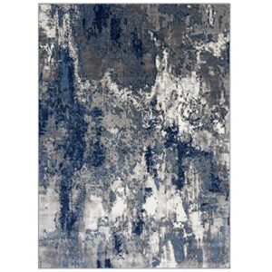 LUXE WEAVERS Cambridge Collection Modern Blue 5x7 Distressed Abstract Area Rug