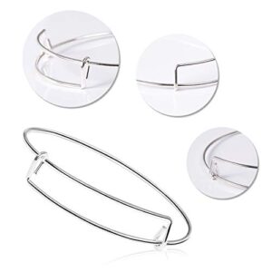 UPINS 60Pcs Expandable Blank Bangle Bracelets Adjustable Wire Bracelets for DIY Jewelry Making, Silver