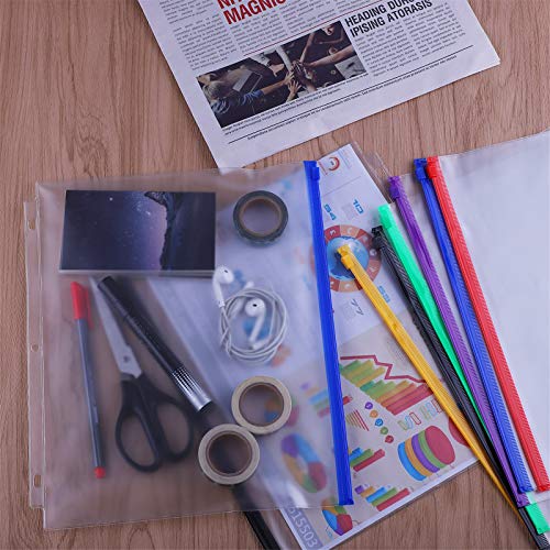 Antner 18PCS Binder Pockets Letter Size 3 Holes Binder Pouch Folders for 3-Ring Binder Loose Leaf Bags Waterproof PVC Document Filing Bags, 6 Colour