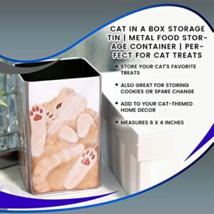 Cat In A Box Storage Tin | Metal Food Storage Container | Perfect For Cat Treats