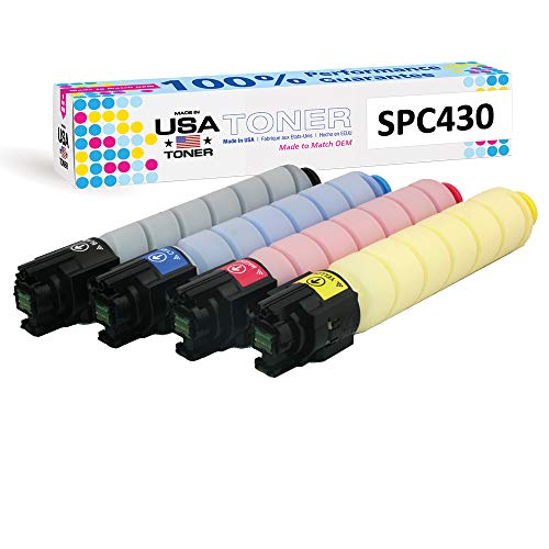 MADE IN USA TONER Compatible Replacement for Ricoh SP C430dn SP C431dn SP C440dn Savin CLP 37DN CLP 42DN SP C440 SPC430A High Yield 821105 821106 821107 821108 (Black, Cyan, Magenta, Yellow, 4 Pack)