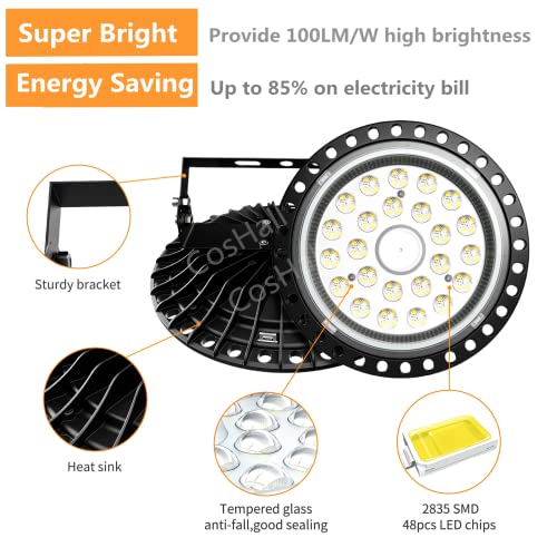 LED High Bay Light 100W, 10000LM UFO LED High Bay Light, 6000K LED Shop Lights High Bay Lights, IP54 Warehouse LED Lights Commercial Warehouse Area Light, Bay Lights-Bay Lighting for Garage Workshop