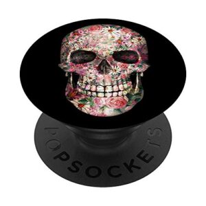 cell phone button pop out holder for hand sugar skull flower popsockets popgrip: swappable grip for phones & tablets