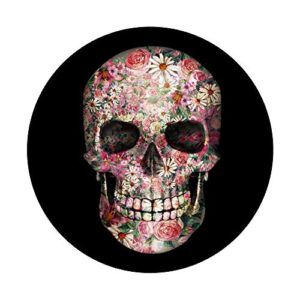 Cell Phone Button Pop Out Holder for Hand Sugar Skull Flower PopSockets PopGrip: Swappable Grip for Phones & Tablets