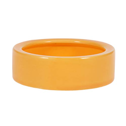 POPETPOP 2 Pack Reptile Food Bowl Anti-Escape,Ceramic Water Feeder Bowl, Reptile Worm Dish Feeding Dish for Bearded Dragons Crested Gecko Leopard Gecko Chameleon Corn Snake-Orange