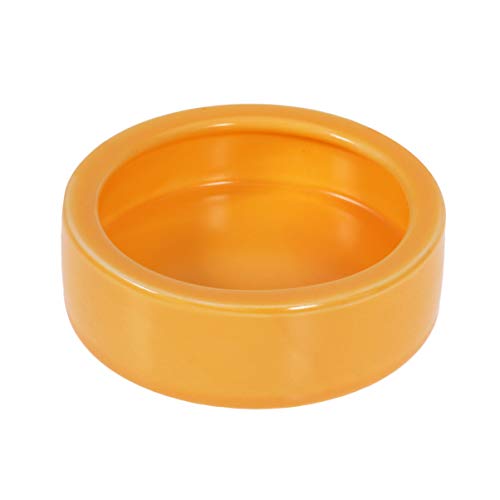 POPETPOP 2 Pack Reptile Food Bowl Anti-Escape,Ceramic Water Feeder Bowl, Reptile Worm Dish Feeding Dish for Bearded Dragons Crested Gecko Leopard Gecko Chameleon Corn Snake-Orange