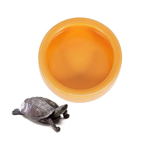 POPETPOP 2 Pack Reptile Food Bowl Anti-Escape,Ceramic Water Feeder Bowl, Reptile Worm Dish Feeding Dish for Bearded Dragons Crested Gecko Leopard Gecko Chameleon Corn Snake-Orange