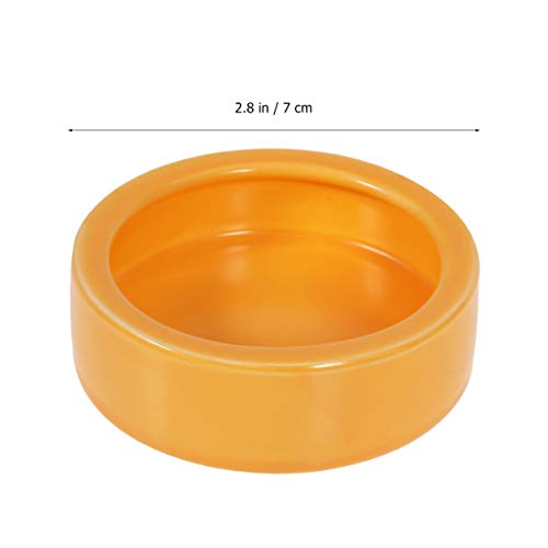 POPETPOP 2 Pack Reptile Food Bowl Anti-Escape,Ceramic Water Feeder Bowl, Reptile Worm Dish Feeding Dish for Bearded Dragons Crested Gecko Leopard Gecko Chameleon Corn Snake-Orange