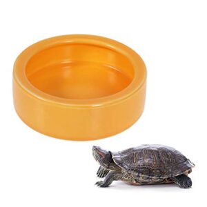 POPETPOP 2 Pack Reptile Food Bowl Anti-Escape,Ceramic Water Feeder Bowl, Reptile Worm Dish Feeding Dish for Bearded Dragons Crested Gecko Leopard Gecko Chameleon Corn Snake-Orange