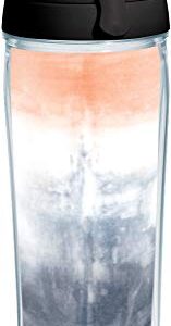 Tervis Black and Coral Tie Dye Made in USA Double Walled Insulated Tumbler Travel Cup Keeps Drinks Cold & Hot, 24oz Water Bottle, Classic