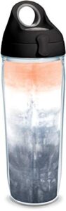 tervis black and coral tie dye made in usa double walled insulated tumbler travel cup keeps drinks cold & hot, 24oz water bottle, classic