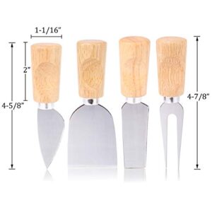 Kingrol 8 Pieces Cheese Knives with Wooden Handles, Cheese Slicer & Cutter Set