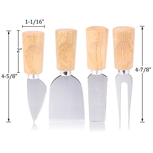 Kingrol 8 Pieces Cheese Knives with Wooden Handles, Cheese Slicer & Cutter Set