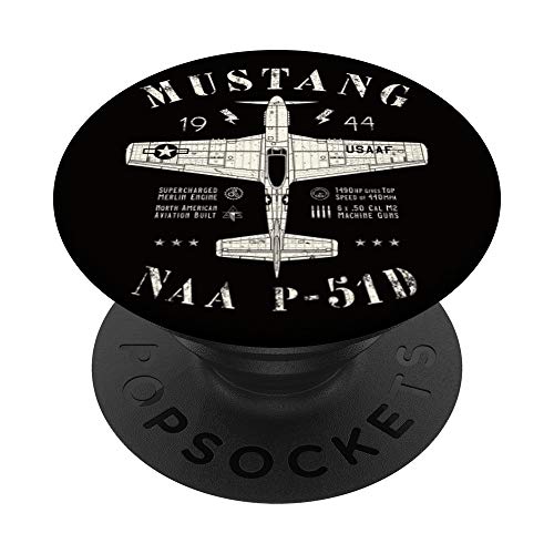 P-51 D Mustang Vintage WWII North American P51 Fighter Plane PopSockets PopGrip: Swappable Grip for Phones & Tablets