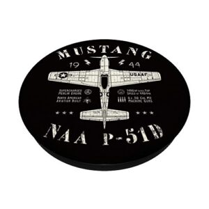 P-51 D Mustang Vintage WWII North American P51 Fighter Plane PopSockets PopGrip: Swappable Grip for Phones & Tablets