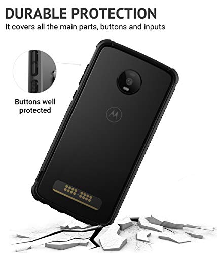 CaseWe - Motorola Moto Z4 Protective Flexible Double Injection Technology (TPU+PC) Bumper Case Cover/Compatible with Moto Mods - All Matte Black