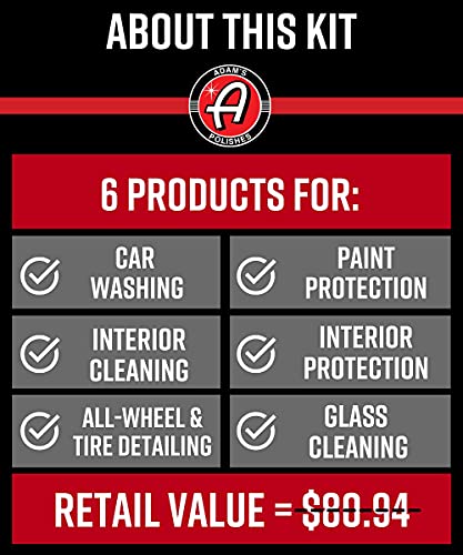 Adam's Arsenal Builder Car Cleaning Kit (6 Item) - Our Best Value Car Detailing Kit | Car Shampoo Wash Soap, Wheel & Tire Cleaner, Total Interior Cleaner, Glass Cleaner. Tire Shine CS3