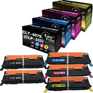 easyprint (1xset with extra bk) compatible 407s toner cartridge clt-407s used for samsung clp-325 clp-320 clx-3285 clx-3185 printer, (2xbk, 1xcyan, 1xmagenta, 1xyellow)