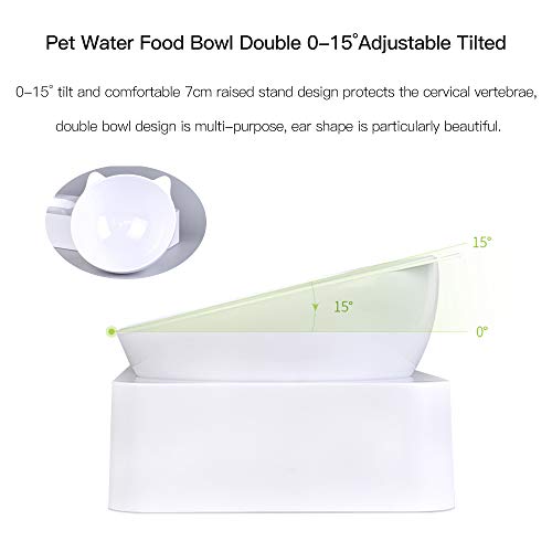 Marchul Cat Bowls, Cat Food Bowls, Cat Dog Tilted Water and Food Bowl Set, Raised Cat Bowl for Small or Medium Size Dogs Cats