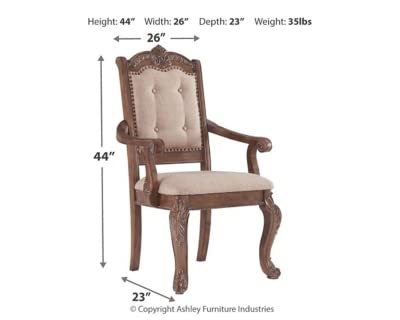 Signature Design by Ashley Charmond Antique Dining Room Chair, 2 Count, Brown