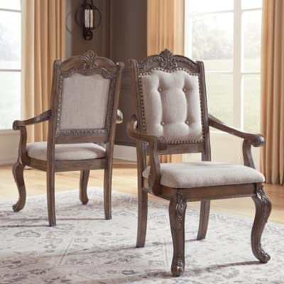 Signature Design by Ashley Charmond Antique Dining Room Chair, 2 Count, Brown