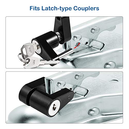 CZC AUTO Black Trailer Hitch Coupler Lock, Dia 1/4 Inch, 3/4 Inch Span for Tow Boat RV Truck Car's Coupler (1 Pack, Black)