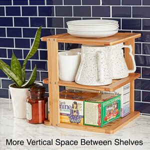 BERYLAND Bamboo Corner Shelf - 3 Tier 10 x 10 inch and 11.5 inches high. Kitchen Cabinet Organizer - Pantry Organization and Storage - Bathroom Countertop Shelves