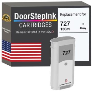 doorstepink remanufactured in the usa ink cartridge replacements for hp 727 130ml gray b3p24a for printers deskjet t1500 t2500 t930 t920