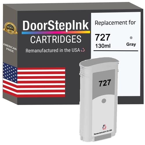 DoorStepInk Remanufactured in The USA Ink Cartridge Replacements for HP 727 130ml Gray B3P24A for Printers Deskjet T1500 T2500 T930 T920