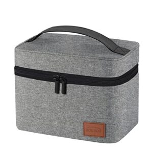 aosbos insulated lunch box for men women, reusable lunch tote bag soft lunch cooler bags adult thermal lunch boxes lunch pail meal prep container with back pocket for work office outdoor, gray