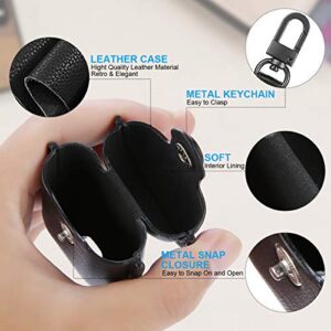 Maxjoy Compatible Airpods Case, Leather Airpods Cover 5 in 1 Protective Case with Keychain/Ear Hooks/Airpods Strap/Watch Band Holder/Earpods Case Compatible with Apple Airpods 2 1 Charging Case, Black