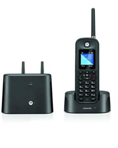 motorola o211 dect 6.0 long range cordless phone - wireless phones for home & office phone with answering machine - indoors and outdoors, water & dust resistant, ip67 certified - black, 1 handset