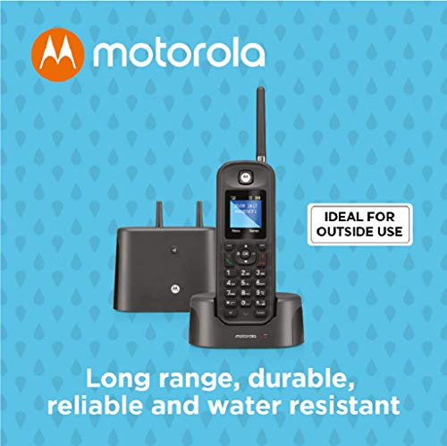 Motorola O211 DECT 6.0 Long Range Cordless Phone - Wireless Phones for Home & Office Phone with Answering Machine - Indoors and Outdoors, Water & Dust Resistant, IP67 Certified - Black, 1 Handset