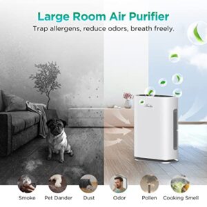 Mooka True HEPA Air Purifiers for Home Large Room, Up to 2,000 ft², Air Purifier for Bedroom with Air Quality Sensor, Timer, Chilck Lock, Air Cleaner for Pet Danders, Dust, Smoke, Odor