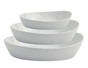 denmark white porcelain chip resistant scratch resistant commercial grade serveware, 3 piece oval serving bowl set
