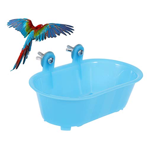 POPETPOP Bird Bath for Caged Birds-Bird Bath with Mirror,Small Bird Bath for Cage,Bathing Tub Parrot Paddling Pool Bird Bath Tub with Bottom Mirror