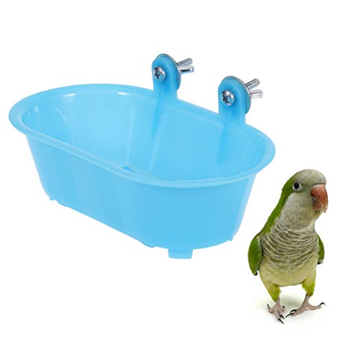 POPETPOP Bird Bath for Caged Birds-Bird Bath with Mirror,Small Bird Bath for Cage,Bathing Tub Parrot Paddling Pool Bird Bath Tub with Bottom Mirror