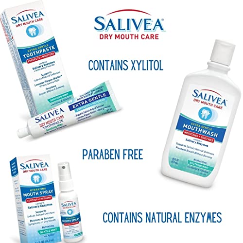 SALIVEA Dry Mouth Toothpaste - Soothing Mint Toothpaste with Natural Salivary Enzymes - Gentle Toothpaste to Aid Dry Mouth Care - Natural, Paraben Free Dry Mouth Toothpaste - Mint Flavor (2 Pack)