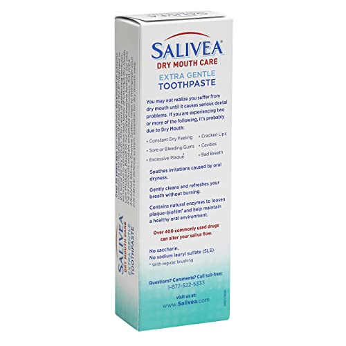 SALIVEA Dry Mouth Toothpaste - Soothing Mint Toothpaste with Natural Salivary Enzymes - Gentle Toothpaste to Aid Dry Mouth Care - Natural, Paraben Free Dry Mouth Toothpaste - Mint Flavor (2 Pack)