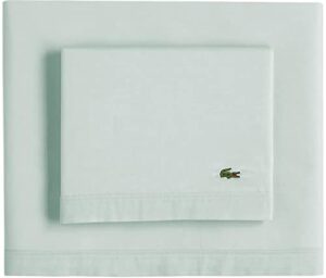 lacoste percale solid sheet set, queen, iced mint