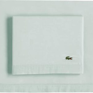 Lacoste Percale Solid Sheet Set, Queen, Iced Mint