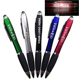 clibeslty 50 pcs personalized pens 3 in1 stylus+metal ballpoint pen+logo led flashlight engraved pens graduation office business anniversary birthday gift