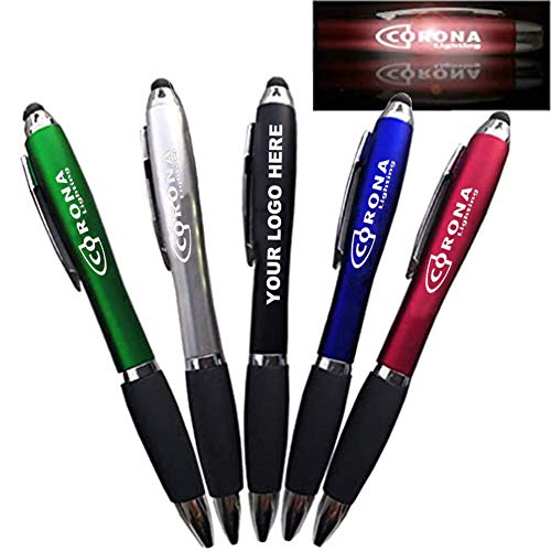 Clibeslty 50 PCS Personalized Pens 3 in1 Stylus+Metal Ballpoint Pen+Logo LED Flashlight Engraved Pens Graduation Office Business Anniversary Birthday Gift