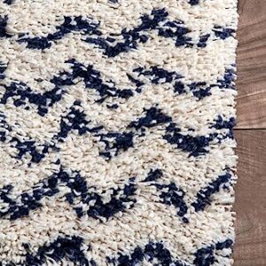 nuLOOM Cuellar Chevron Shag Area Rug, 8' 10" x 12', Navy