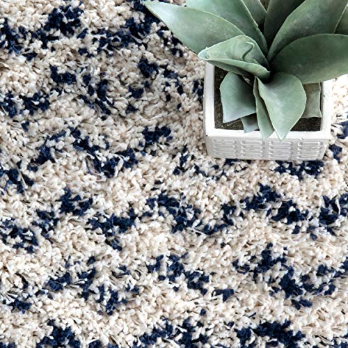 nuLOOM Cuellar Chevron Shag Area Rug, 8' 10" x 12', Navy