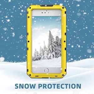 Mitywah Waterproof Case for iPhone 7, iPhone 8 Heavy Duty Military Grade Armor Metal Case, Full Body Protective Rugged Shockproof Thick Dustproof Strong Case for iPhone 7/8, Yellow