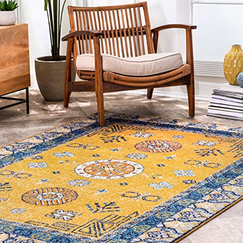 nuLOOM Motif Border Area Rug, 5' x 7' 5", Yellow