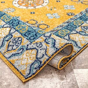 nuLOOM Motif Border Area Rug, 5' x 7' 5", Yellow